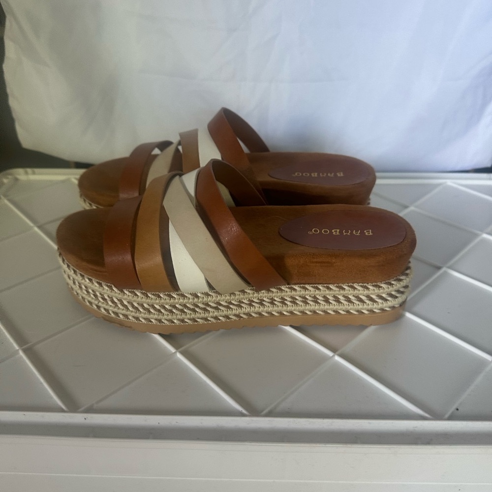 BAMBOO Multi-Tone Strappy Sandals